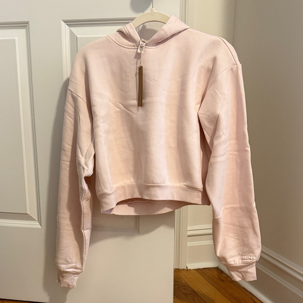 Skims Cropped Barely Pink Hoodie